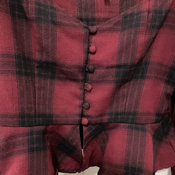 Button up plaid peplum top - Picture 2 of 3